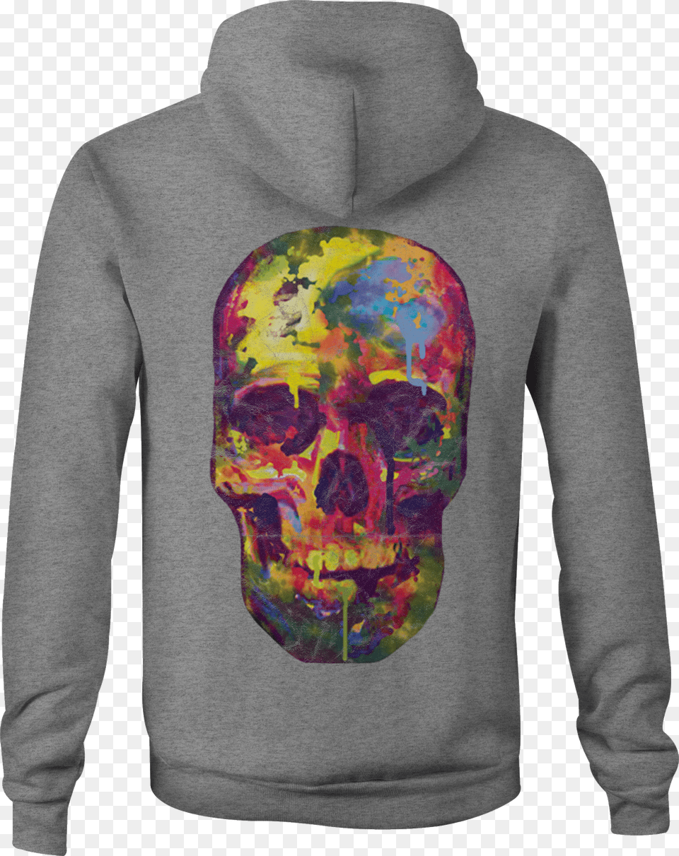 Motorcycle Zip Up Hoodie Watercolors Painted Skull Free Png Download