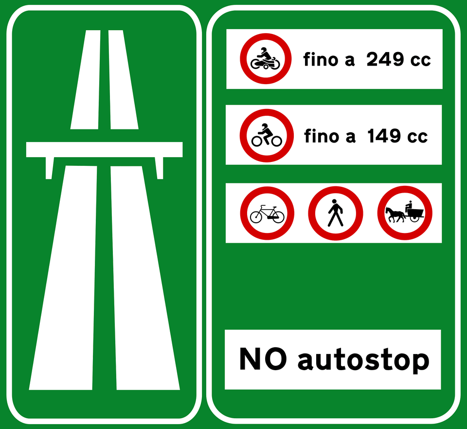 Motorway Ahead With A Summary Of Transit Restrictions Clipart, Sign, Symbol, First Aid, Road Sign Free Png Download