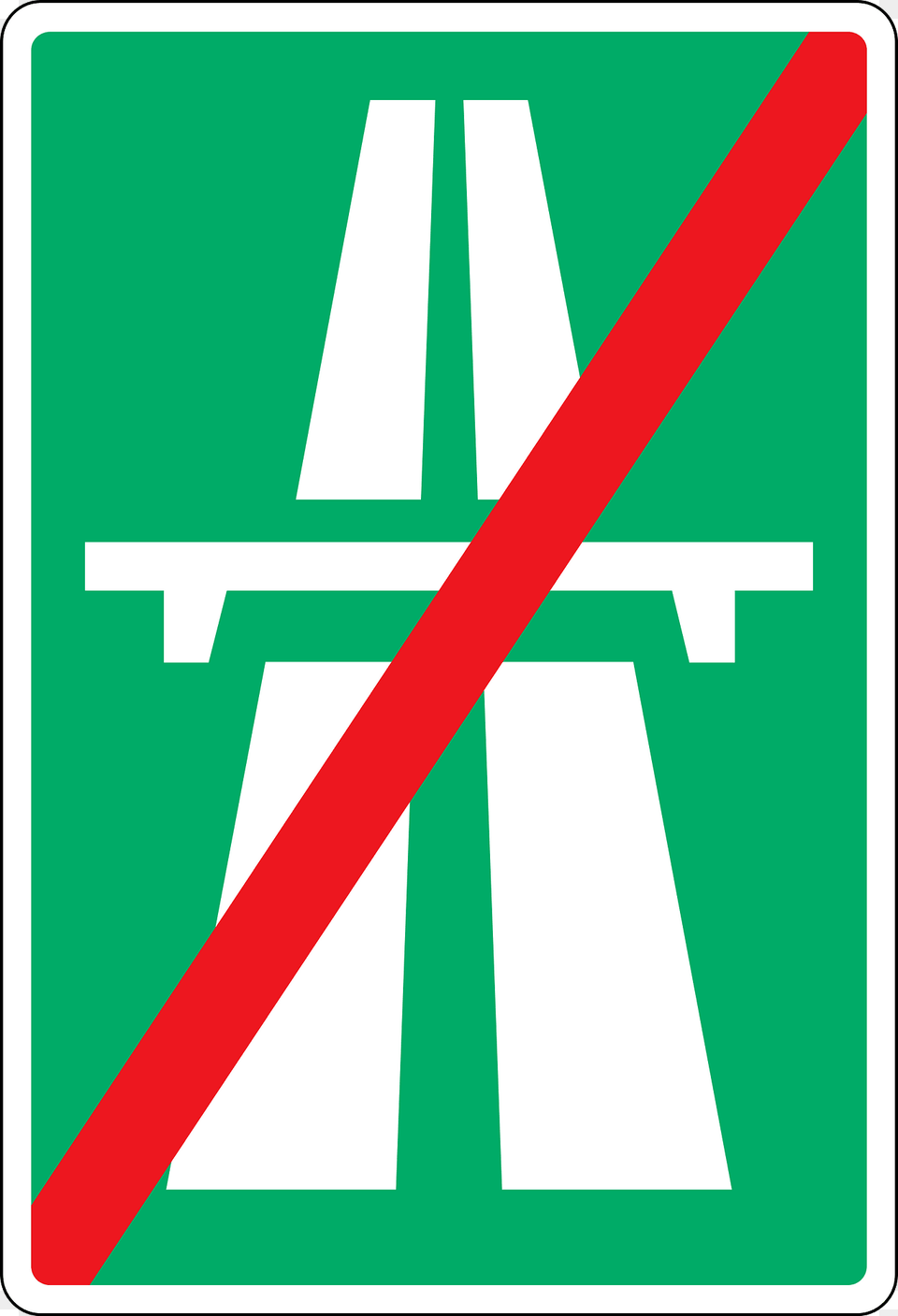 Motorway Ends Sign In Denmark Clipart, Symbol, Road Sign, First Aid Free Transparent Png