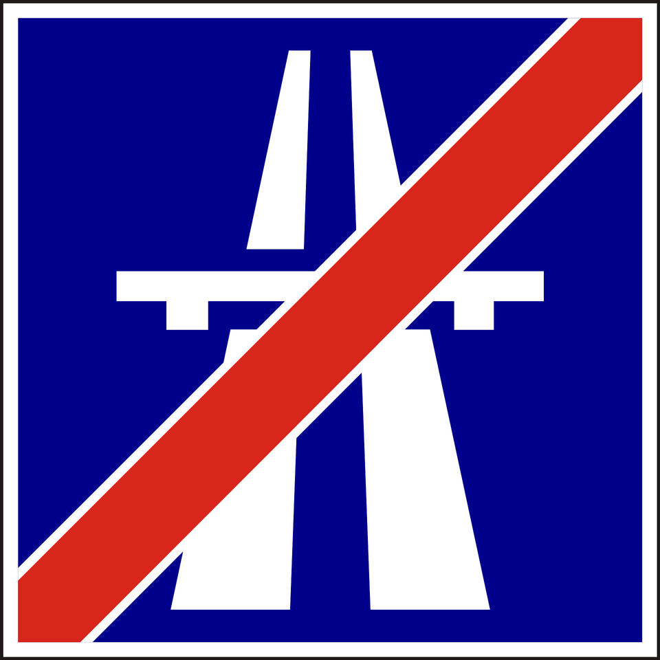 Motorway Ends Sign In Hungary Clipart, Symbol, Road Sign Png Image
