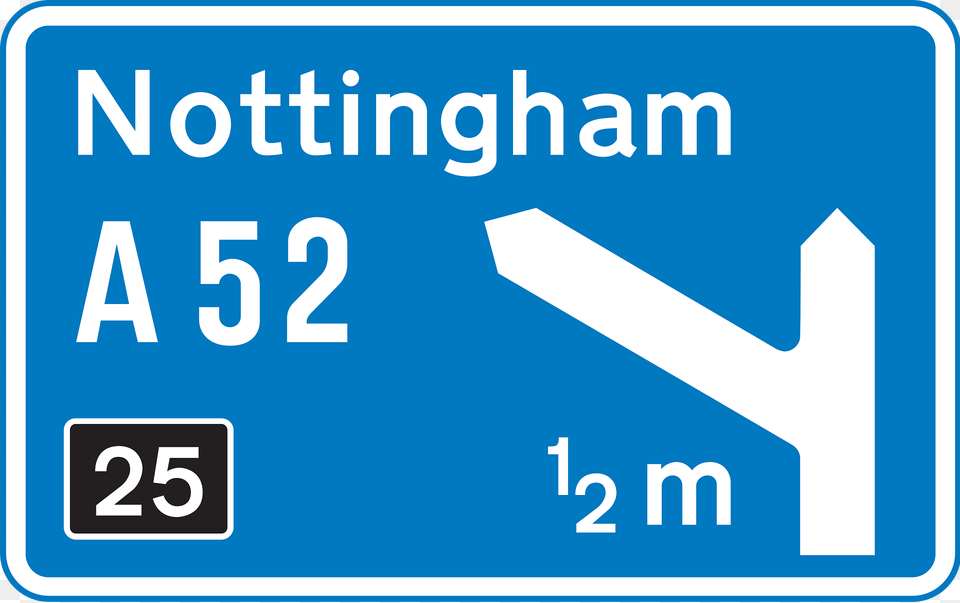 Motorway Junction Ahead Displaying The Route Number And Destination Reached By Taking This Route Clipart, Sign, Symbol, Text, Road Sign Png