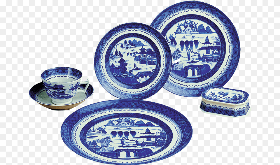 Mottahedeh Blue Canton 5 Five Piece Setting Mottahedeh Blue Canton 5 Piece Place Set Includes, Art, Cup, Food, Pottery Free Transparent Png