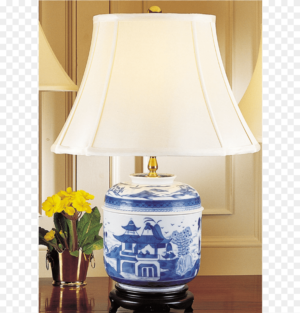 Mottahedeh Blue Canton Temple Jar Lamp, Lampshade, Plant, Table Lamp Png Image