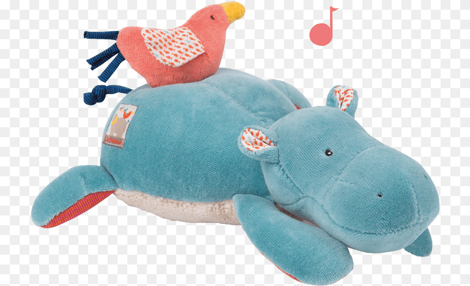 Moulin Roty Les Papoum Musical Hippo, Plush, Toy Png