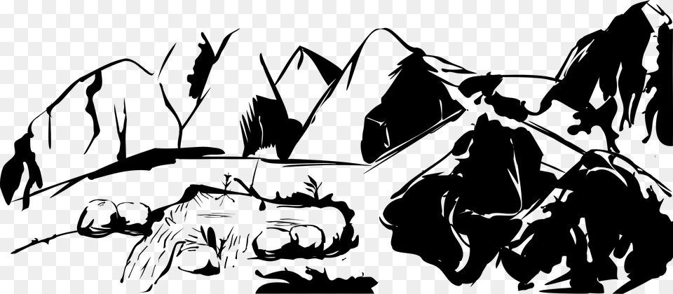 Moumtains With Wilder Pond Clip Arts Mountain Black And White, Gray Free Png Download