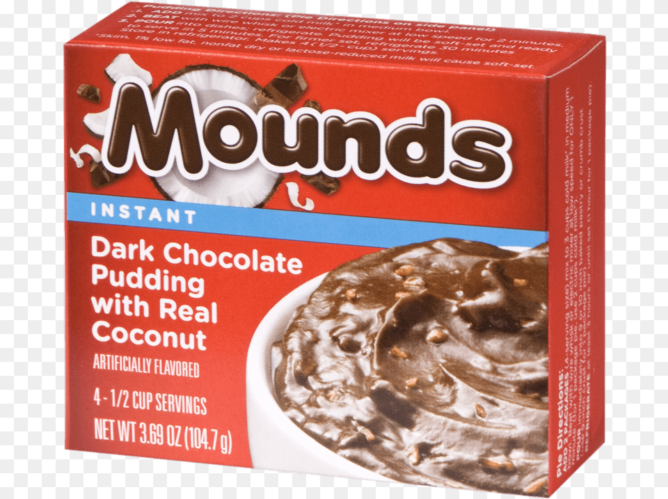 Mounds Dark Chocolate Pudding With Real Coconut, Cocoa, Dessert, Food, Sweets Png Image
