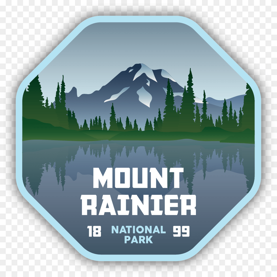Mount Rainier National Park Sticker, Outdoors, Plant, Land, Tree Free Transparent Png