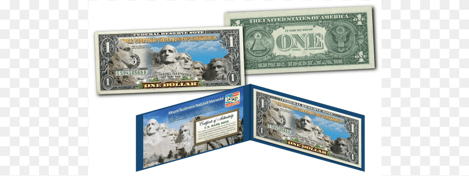 Mount Rushmore National Memorial Official 1 Bill One Dollar Bill, Money, Person Free Transparent Png