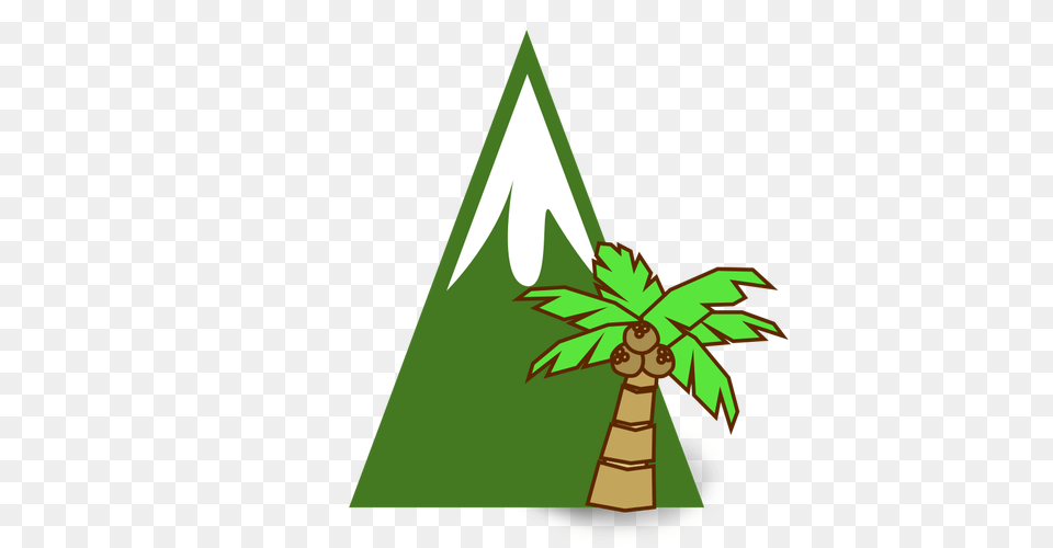 Mountain And Palm Tree, Triangle, Green, Plant Png Image