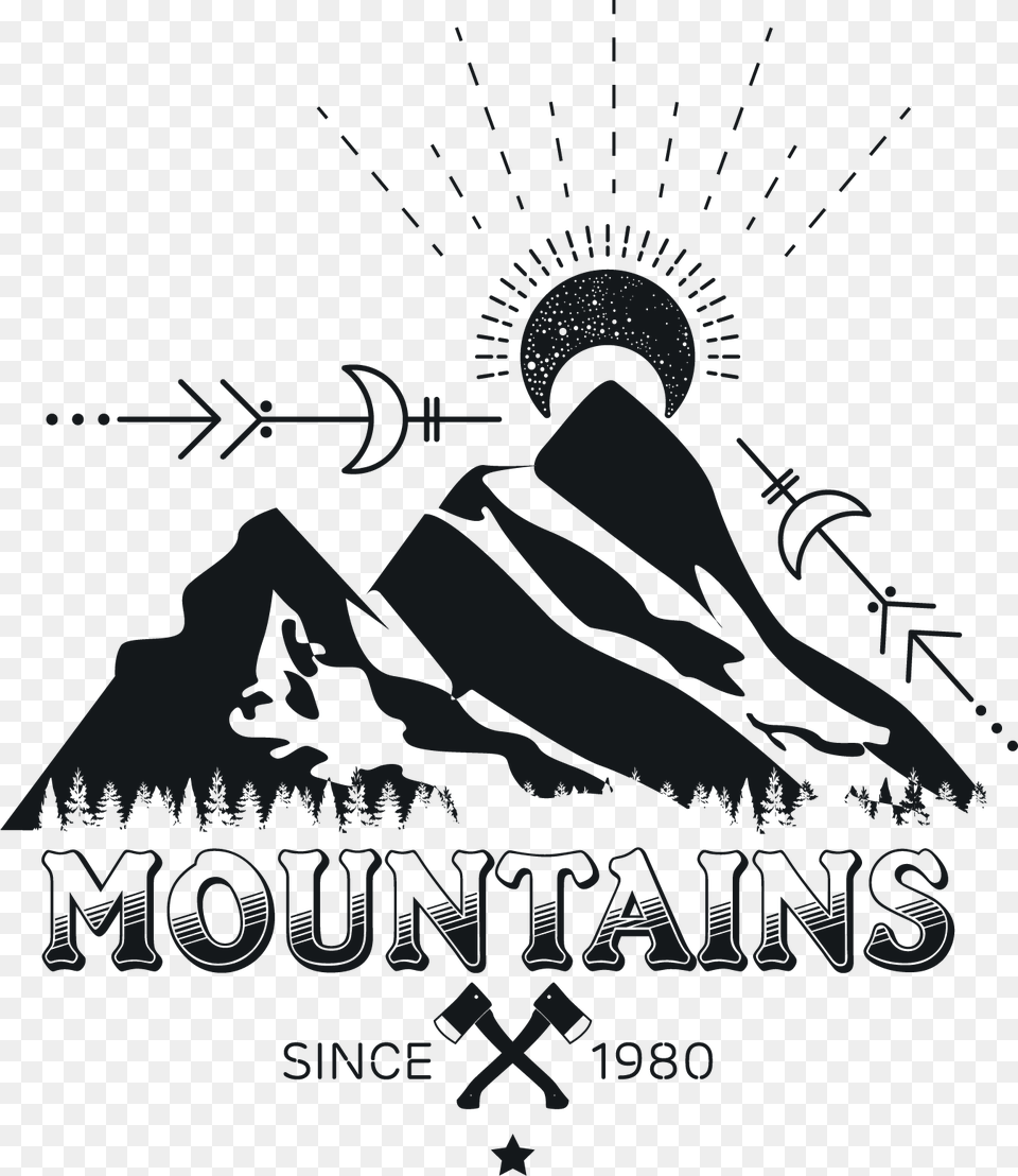 Mountain And Sun Vector, Stencil, People, Person, Advertisement Png