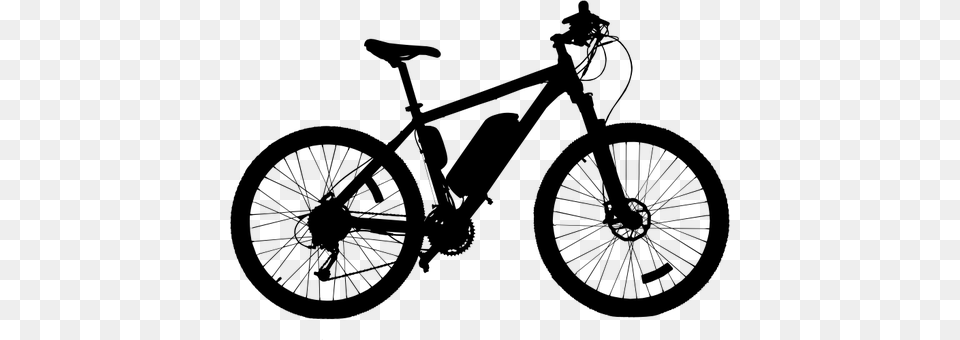 Mountain Bike Silhouette, Gray Png