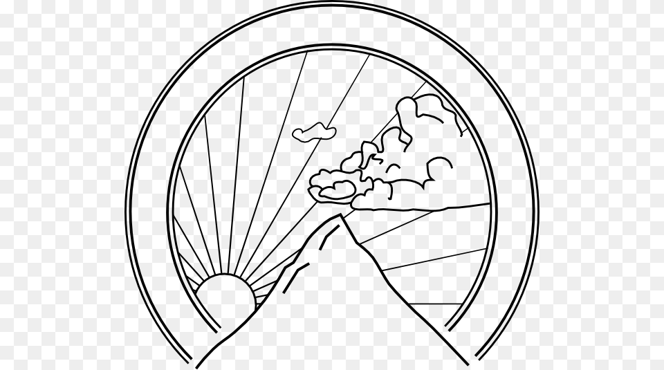 Mountain Black And White Mountain Seal Clip Art At Sun With Mountain Drawing, Machine, Spoke, Wheel, Alloy Wheel Png Image