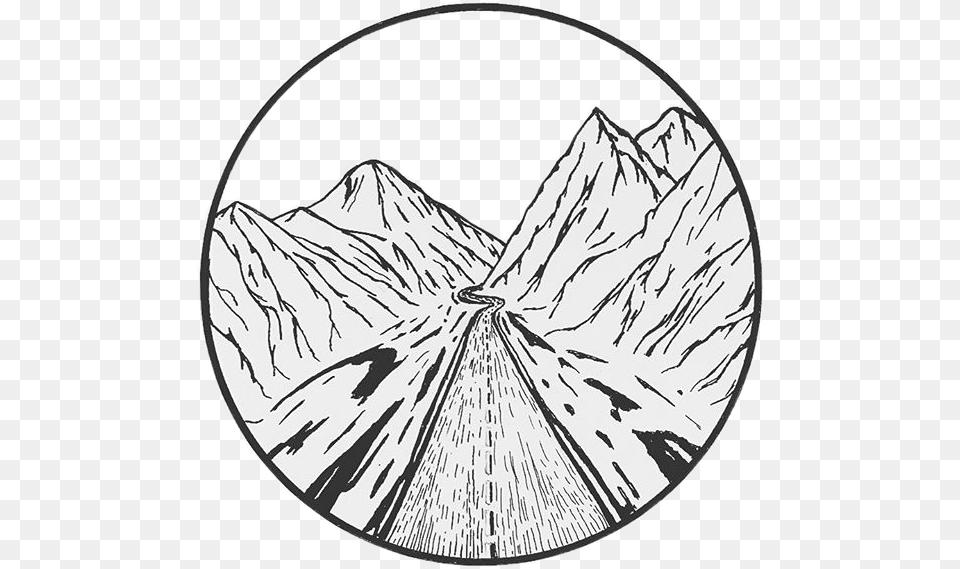 Mountain Boho Travel Indie Aesthetic Drawing Inkfreetoe Aesthetic Black And White, Mountain Range, Nature, Outdoors, Peak Free Png