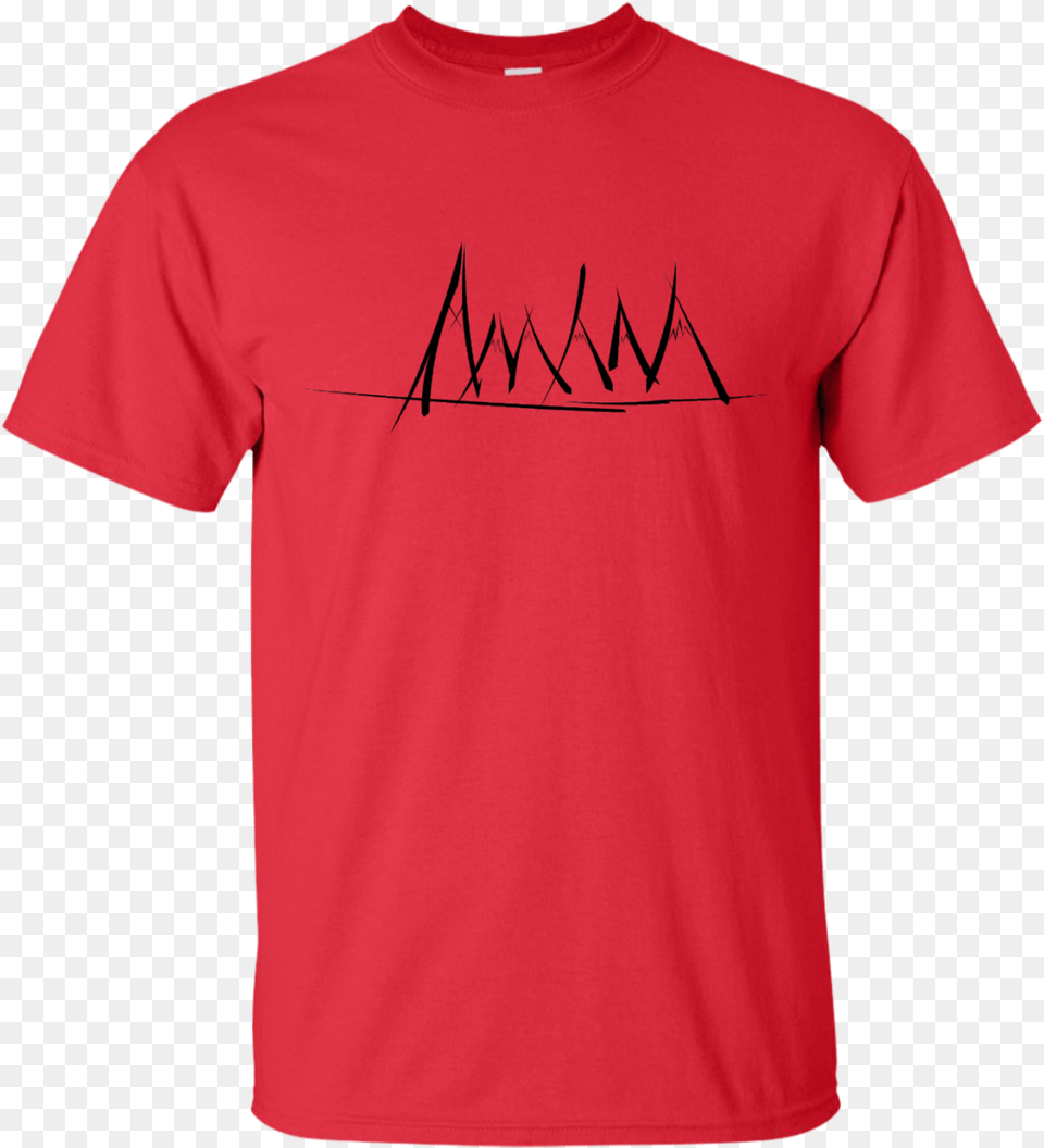 Mountain Brush Strokes T Shirt Gildan Red T Shirt Front, Clothing, T-shirt Free Png Download