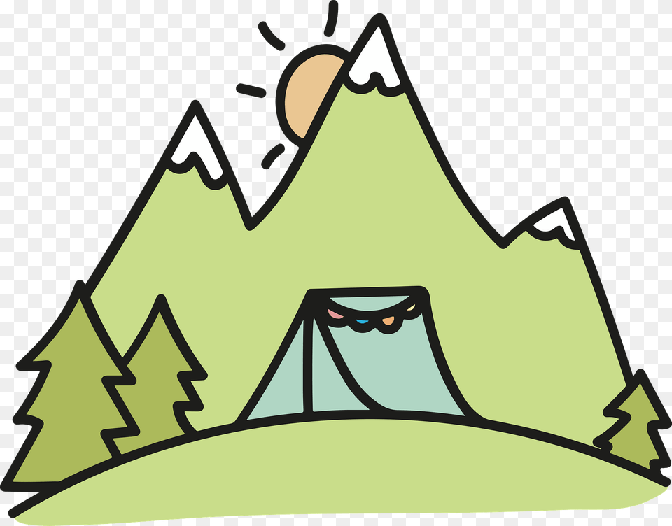 Mountain Campsite Clipart, Tent, Outdoors, Camping, Nature Png