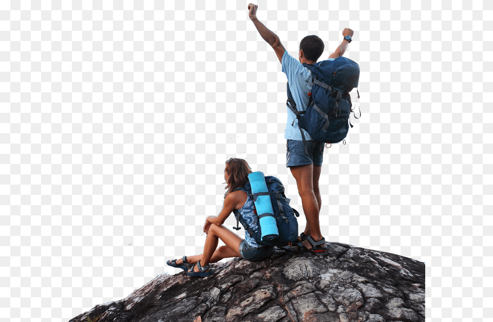 Mountain Climber Sky Couple Peoples Sport Adventure Trekking, Backpack, Bag, Person, Adult Png