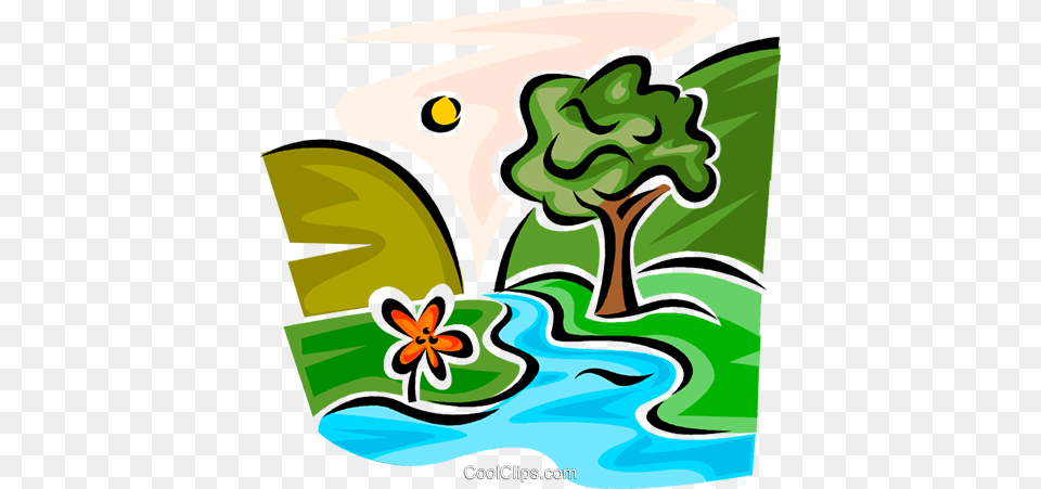 Mountain Creek With Trees Royalty Vector Clip Creek Clipart, Art, Graphics, Painting, Animal Png Image