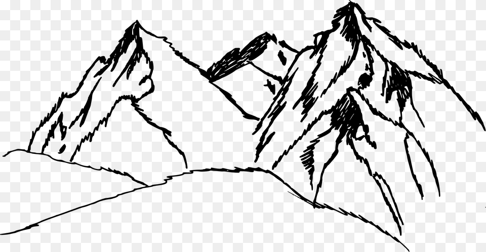 Mountain Drawing, Gray Free Png