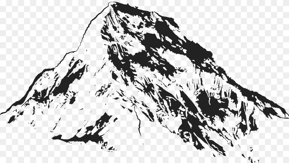 Mountain Drawing Art Printmaking Black And White, Nature, Mountain Range, Peak, Outdoors Free Png Download