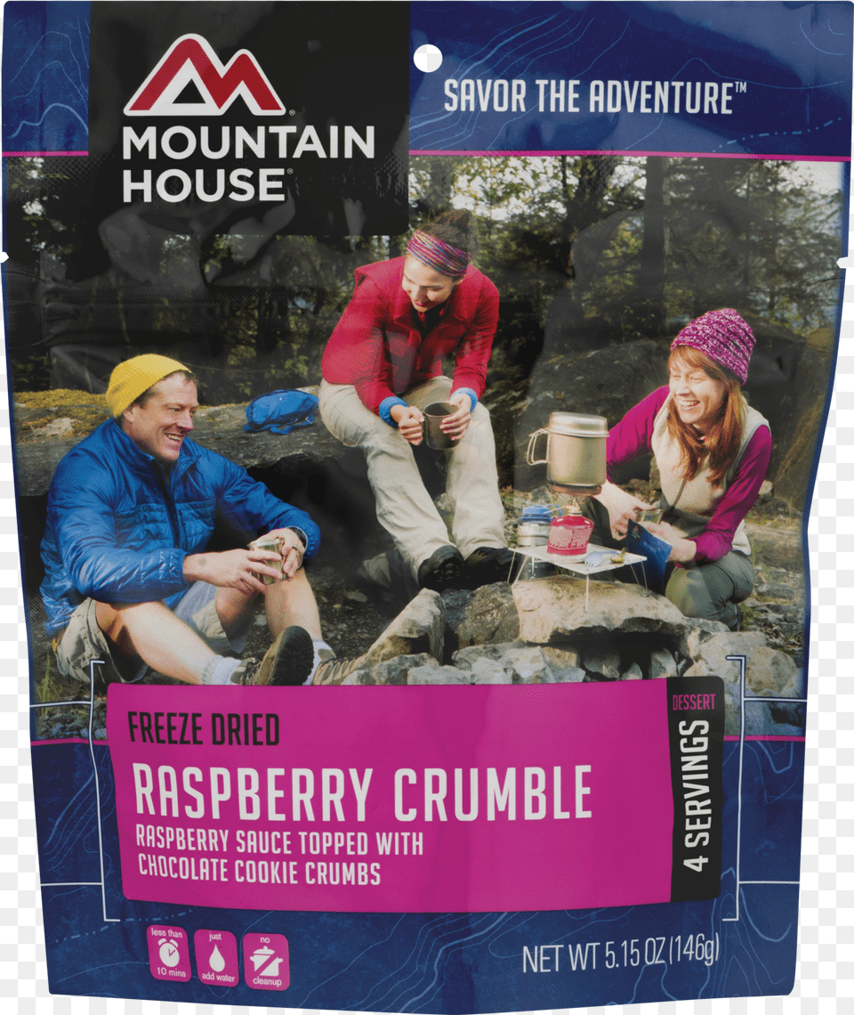 Mountain House Freeze Dried Raspberry Crumble Mountain House, Clothing, Hat, Advertisement, Poster Free Png
