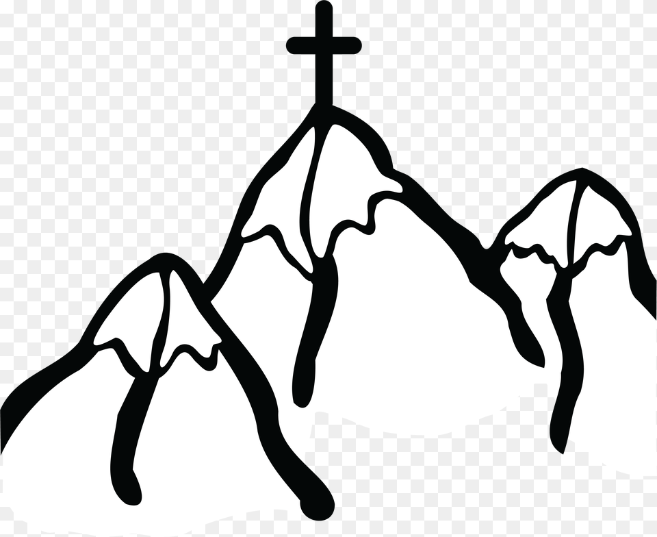 Mountain Images Free Clip Art Download, Cross, Symbol, Stencil, Silhouette Png