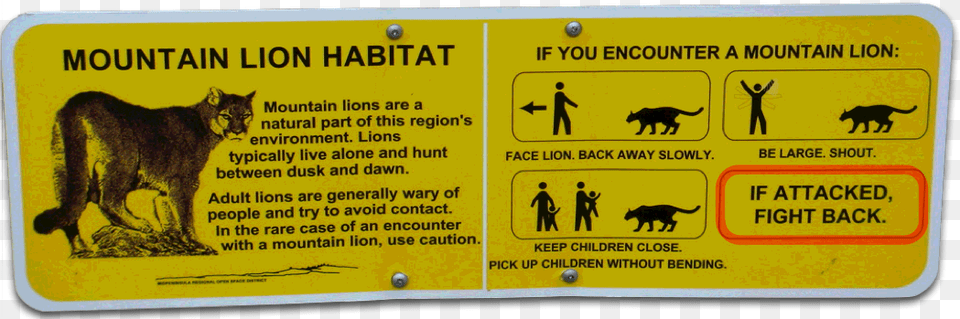 Mountain Lion Warning Windy Hill, Symbol, Sign, Animal, Pet Png