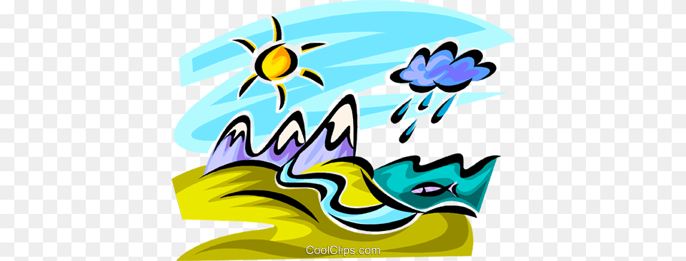 Mountain Range With Rain Clouds Royalty Vector Clip Art, Graphics, Water, Swimming, Sport Png Image