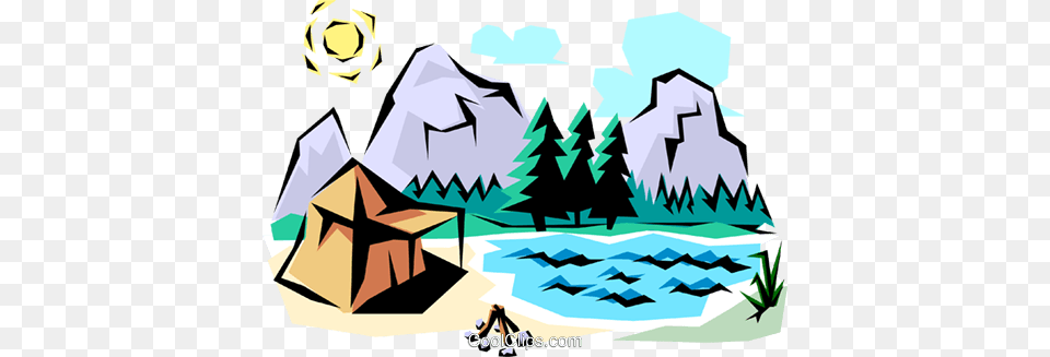 Mountain Scene Royalty Vector Clip Art Illustration, Outdoors, Nature, Camping Free Png Download