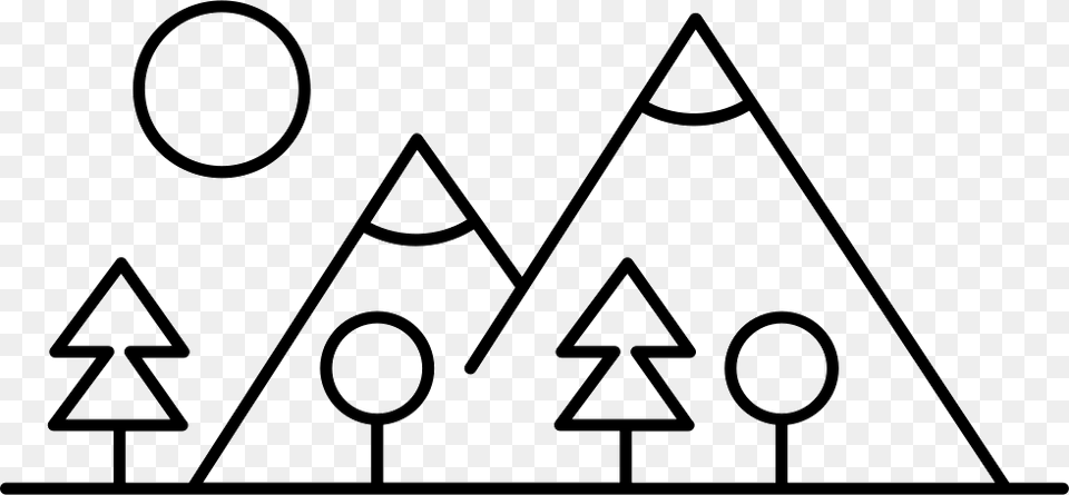 Mountain Side With Trees Made Up Different Shapes Made Up Of Shapes, Triangle, Symbol Free Png Download