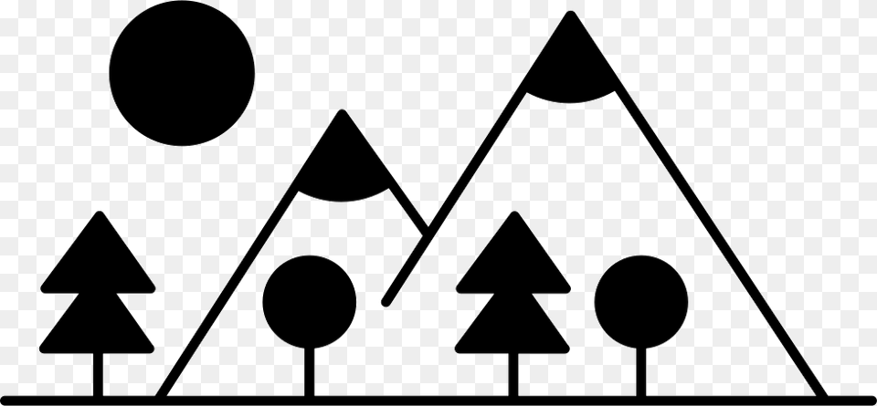 Mountain Side With Trees Made Up Different Shapes Trees Made Of Shapes, Triangle, Symbol, Sign Free Png Download