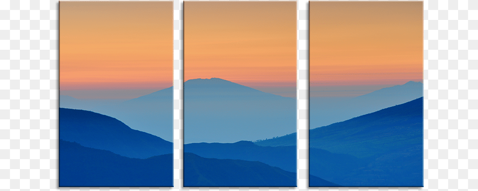 Mountain Silhouette Peach 3 Panel Canvas Wall Art Canvas, Collage, Nature, Outdoors, Sky Png