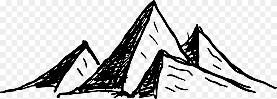 Mountain Sketch Transparent Background, Gray Png Image