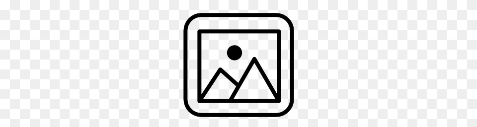 Mountain View On Picture Frame Pngicoicns Icon, Smoke Pipe, Sign, Symbol, Triangle Png Image