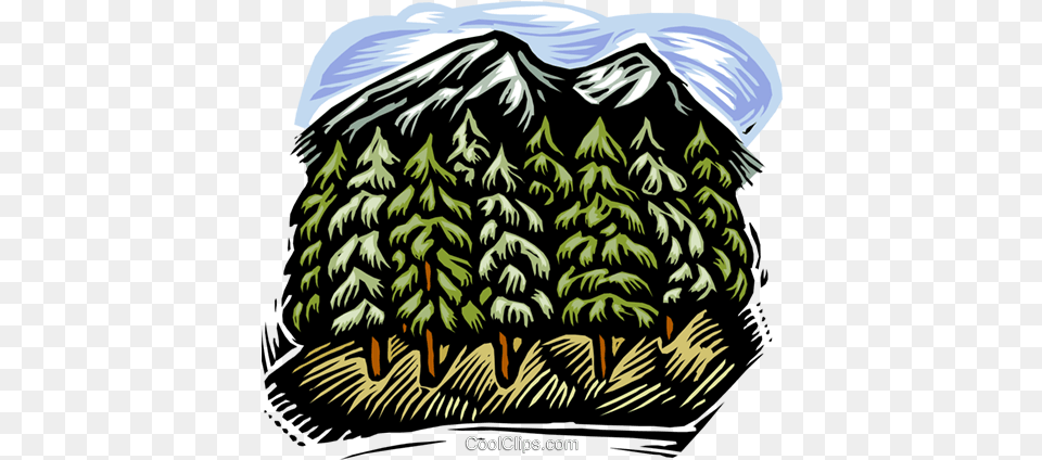 Mountain With Trees Royalty Vector Clip Art Illustration, Vegetation, Tree, Plant, Pine Free Png Download