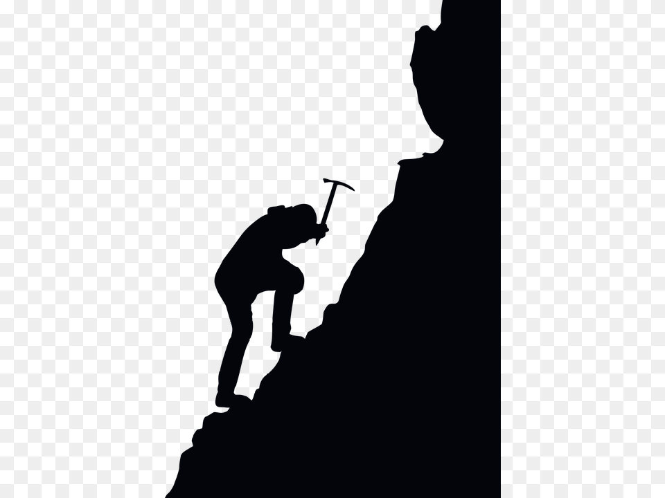 Mountaineering Climbing Man Male Boy Human People Mountaineering Clipart, Outdoors, Silhouette, Person, Nature Free Png
