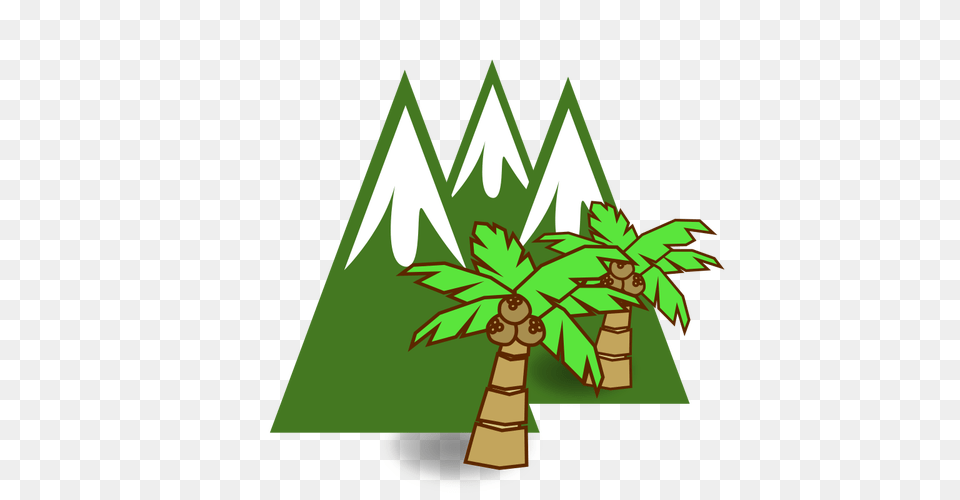 Mountains And Trees, Green, Leaf, Palm Tree, Plant Free Png Download