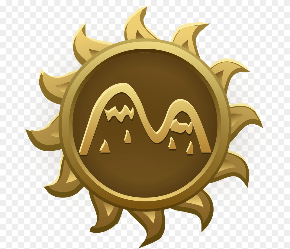 Mountains Emblem Clipart, Badge, Logo, Symbol, Gold Free Png