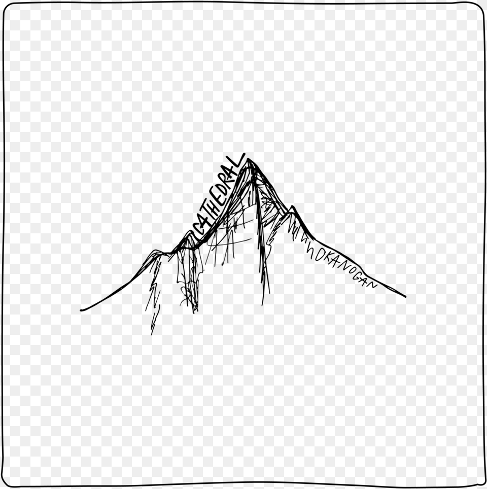 Mountains Of The Pnw Illustration Sketch, Gray Png Image