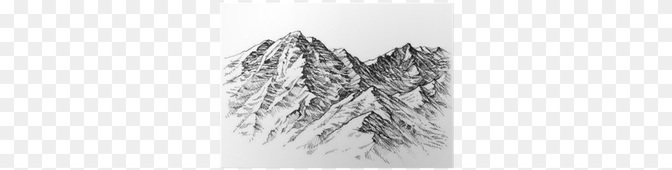 Mountains Ranges Hand Drawing Poster Pixers We 3d Tekenen Bergen, Art, Nature, Outdoors, Mountain Png