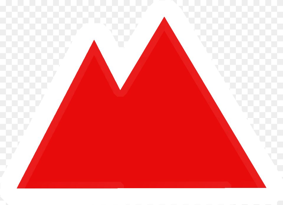 Mountains Red With White Border Red Flag, Triangle, Sign, Symbol, Road Sign Png Image