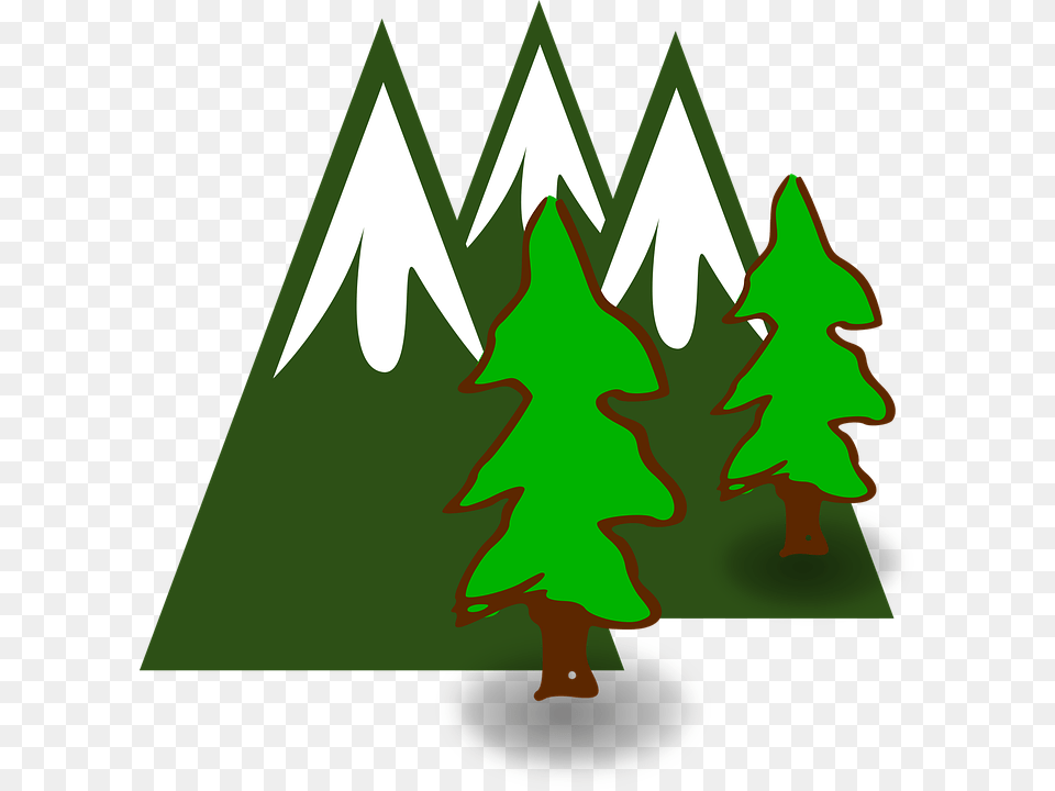 Mountains Trees Forest Simple Map Green Nature, Plant, Tree, Christmas, Christmas Decorations Free Png Download