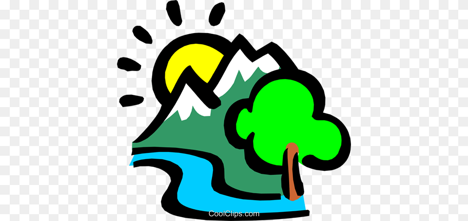 Mountains With The Sun And River Royalty Vector Clip Art, Animal, Kangaroo, Mammal, Face Free Png