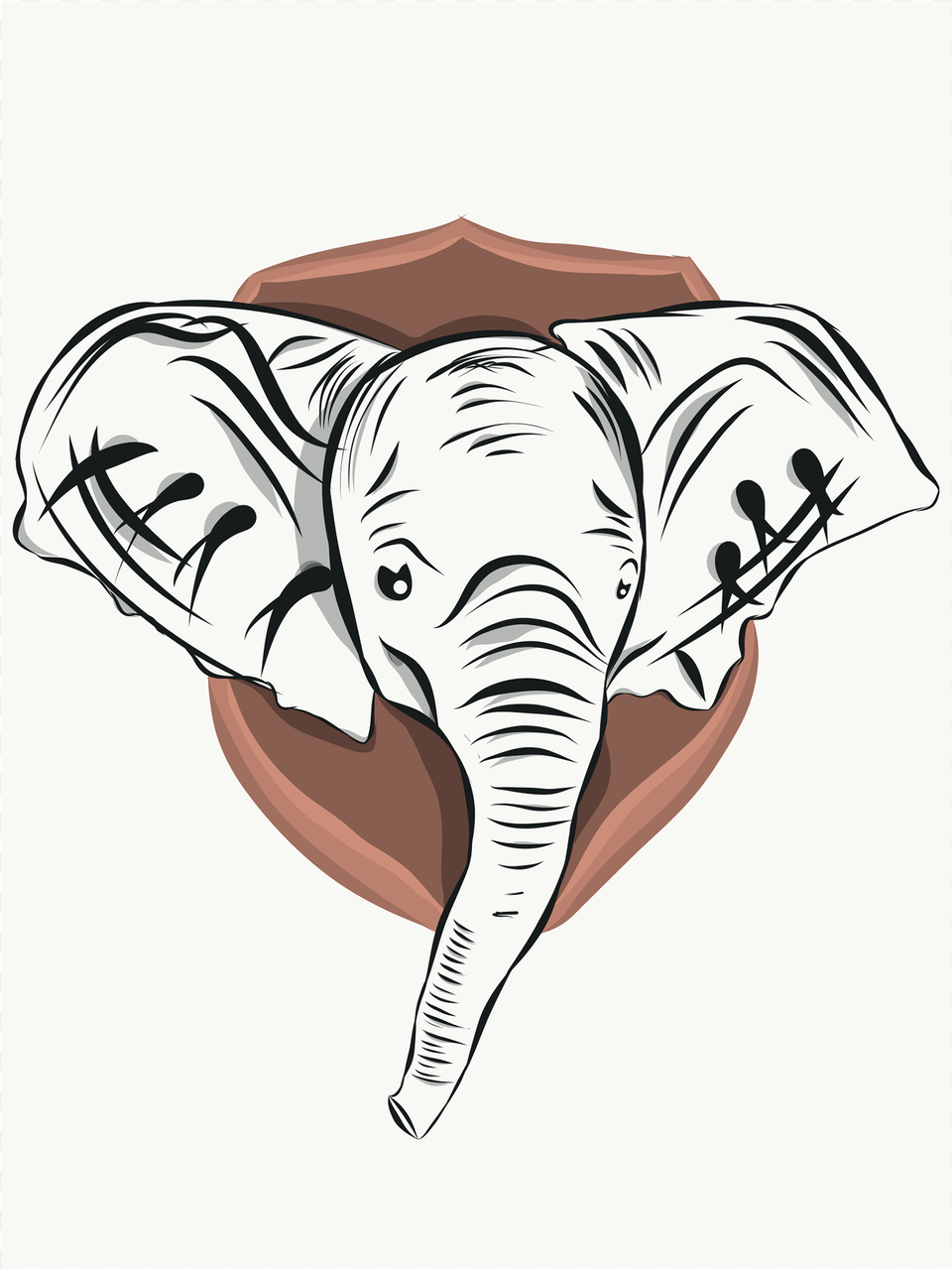 Mounted Elephant Head Indian Elephant, Art, Drawing, Baby, Person Free Png