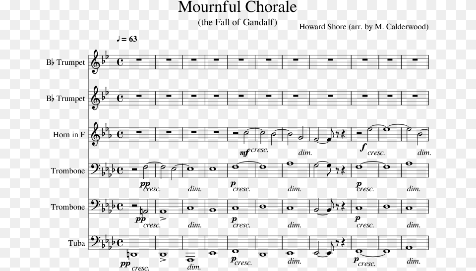 Mournful Chorale Sheet Music Composed By Howard Shore Sheet Music, Gray Png Image