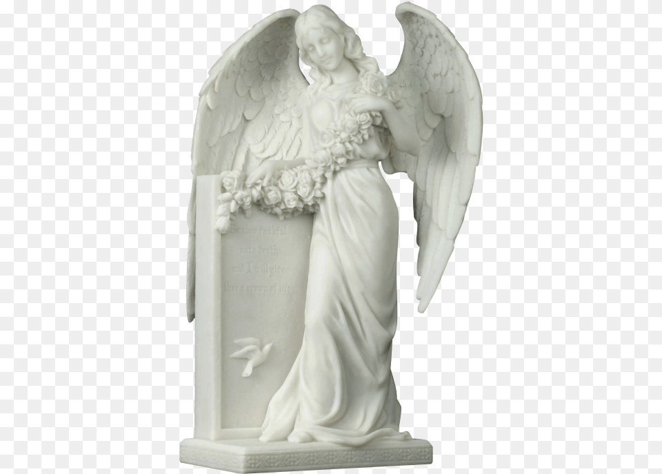 Mourning Angel Holding Flowers At A Tombstone Statue Tombstone Angel, Adult, Bride, Female, Person Free Transparent Png