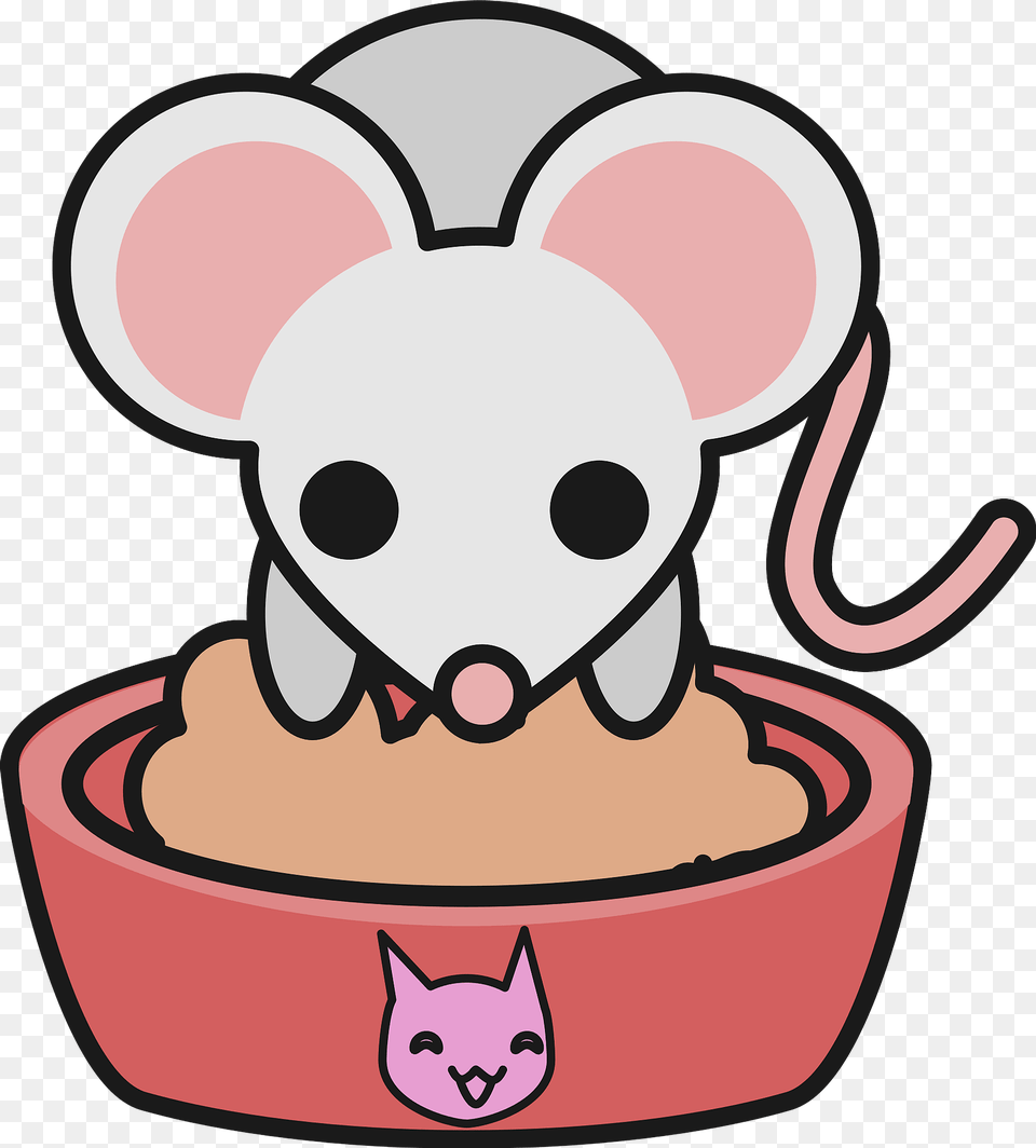 Mouse Eating From Cat Bowl Clipart, Cream, Dessert, Food, Ice Cream Free Png Download
