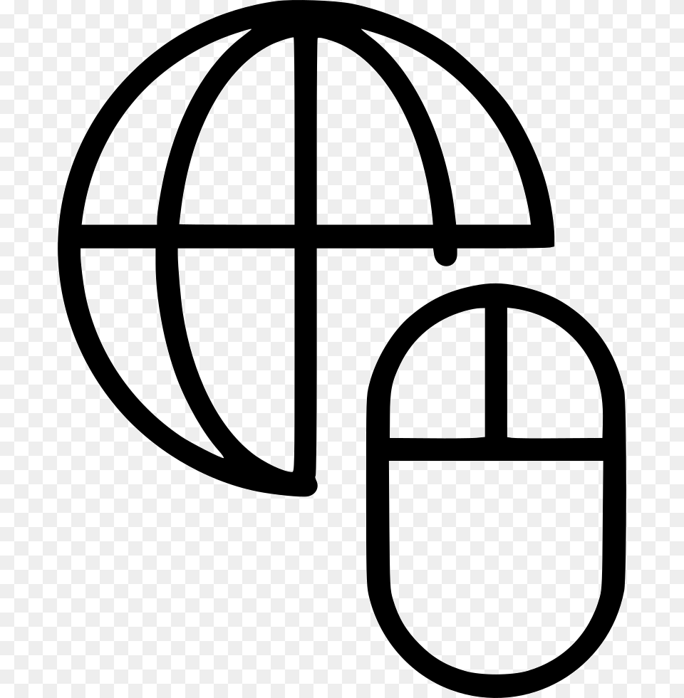 Mouse Globe Connect Online And Offline Icon, Stencil, Cross, Symbol Free Png Download
