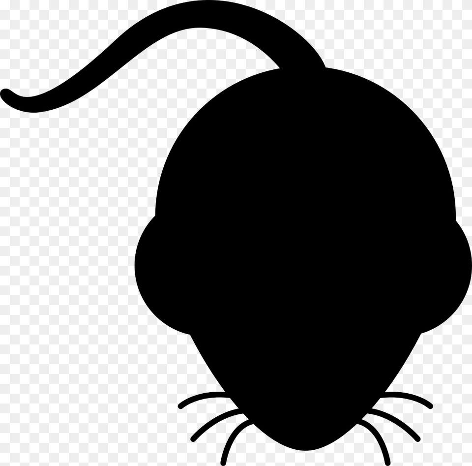 Mouse Head Silhouette, Gray Png