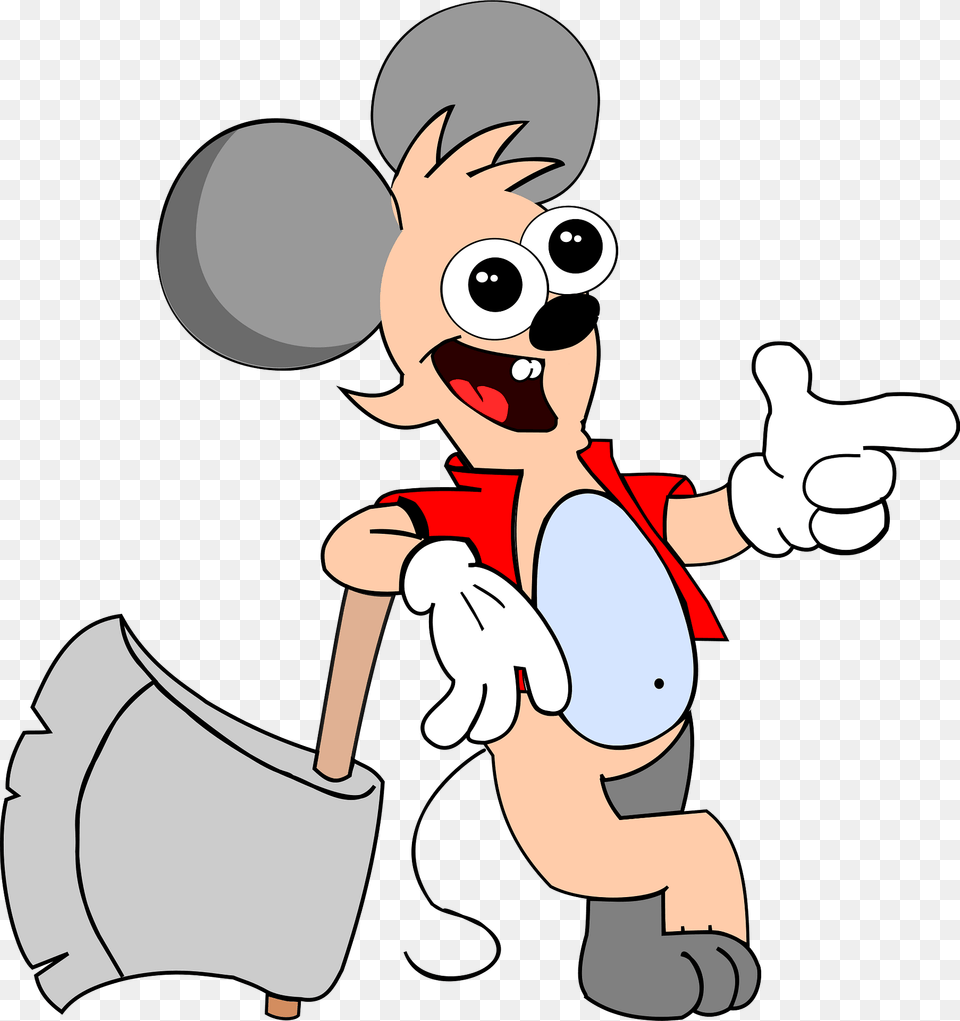 Mouse Leaning On His Axe Clipart, Cartoon, Animal, Bear, Mammal Free Png Download