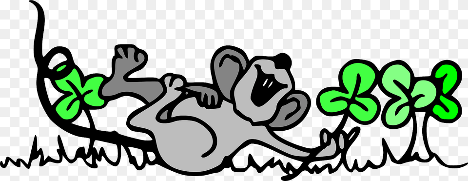 Mouse Playing In Shamrocks Clipart, Art, Graphics, Animal, Bird Free Png